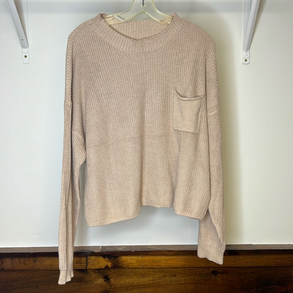 Amazon‎ Tan Lightweight Knit Cropped Length Sweater- XL